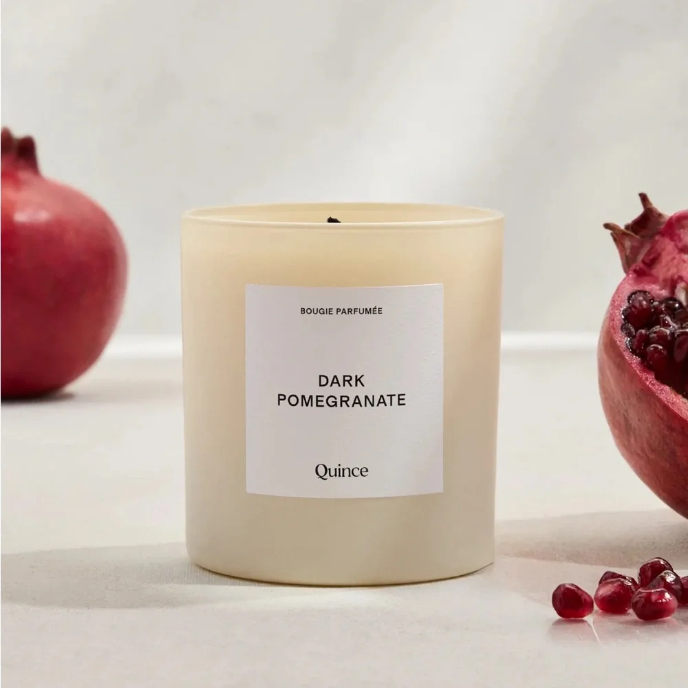NIB Quince Dark Pomegranate Candle Ivory Glass jar spicy plum patchouli NEW box - Picture 1 of 6